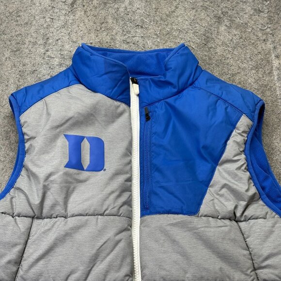 Duke Blue Devils Nike Puffer Vest Men M Gray Colorblock Full Zip Nylon - Picture 1 of 13